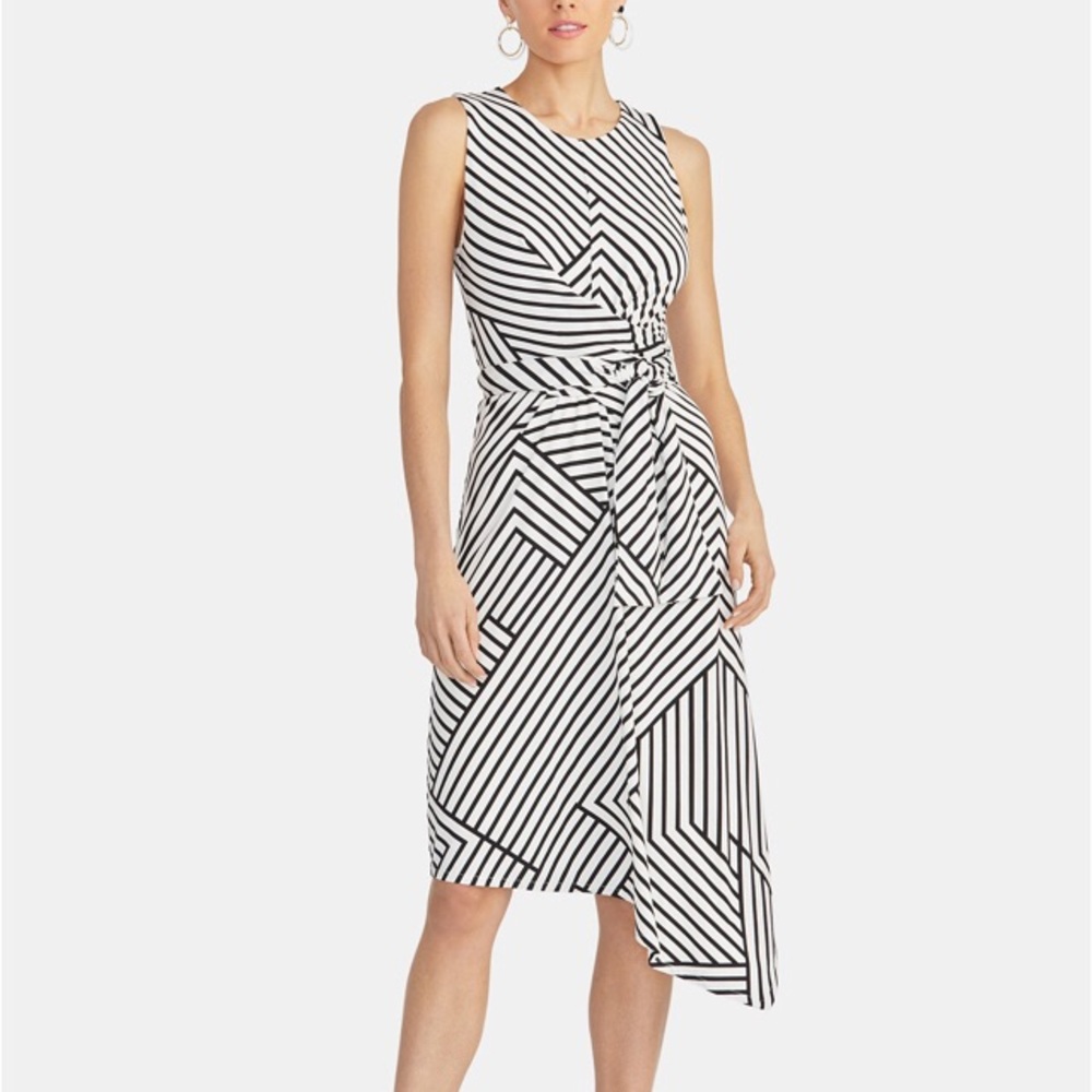 Zig Zag Striped Asymmetric Dress